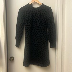 Ann Taylor Petite Black Mock Neck Valentines Dress with Velvet Hearts